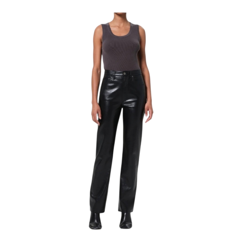 AGOLDE Recycled Leather 90s Pinch Waist Black Detox Sz 27 Pants NWT